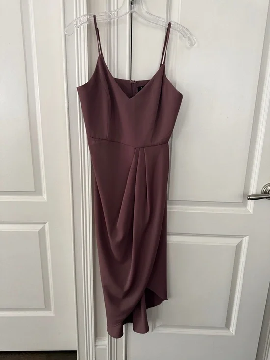 Lulu's Mauve Spaghetti-Strap Tulip Midi Dress Size M - Picture 6 of 7
